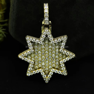 จี้เพชรทรงกลมเงินแท้ 925 ชุบโรเดียม สไตล์ฮิปฮอป ประดับเพชรแบบหนามเตย น้ำหนัก 7.50 กรัม ของขวัญเครื่องประดับสำหรับทุกเพศ - Product Image 5