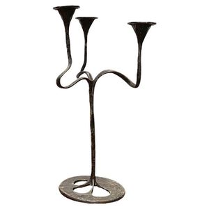 Bougeoir rustique en métal forgé pilier bougeoir bougeoir fer bougeoir luxe décoration de la maison - Product Image 4