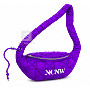 Sac banane personnalisé NCNW Sorority violet et blanc, style décontracté, logo brodé et fermeture éclair, pour femme, vêtements grecs - Product Image 1