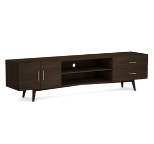 Mueble para TV de Madera de Teca Sólida de Estilo Moderno de Mediados de Siglo, Centro de Entretenimiento con Cajones y Estante Abierto, Mueble para el Hogar - Product Image 4