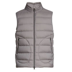 Chaleco Acolchado Gris para Hombre con Cuello Alto y Cierre de Cremallera, Ropa de Invierno Informal Resistente al Viento, 100% Poliéster - Product Image 1