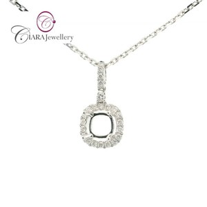 จี้กึ่งติดตั้งขนาด5.5มม. ทรงหมอนอิงประดับเพชรธรรมชาติแท้สีทองขาว AU750รัศมีอันสง่างาม18K - Product Image 1