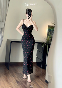 Vestido Maxi para Mujer al por Mayor - Estilo Vintage, Largo, Ajustado, con Tirantes Finos y Relleno en el Busto ET1459 - Product Image 6