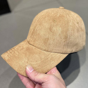 Unisex Suede Baseball <b>Cap</b> 6-Panel Adjustable Fitted Solid Color Casual Hat Four Seasons Wearable Adult Size - Product Image 3