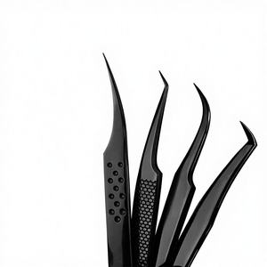Pinzas de Precisión para Pestañas DANTRIC IMPLANTS de Acero Inoxidable Negro, Juego de Pinzas en Forma de L de 45 y 90 Grados con Punta Suave y Agarre Perfecto - Product Image 1