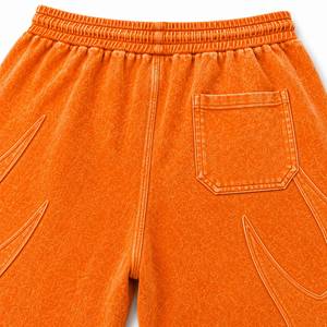 Men's Fleece <b>Shorts</b> Elastic Waist Drawstring Side <b>Zip</b> <b>Pockets</b> Sporty Style Sand Wash Midweight Summer Wear - Product Image 5