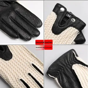 Guantes de Conducción de Cuero Genuino Premium para Hombre, con Pantalla Táctil, Transpirables, Clásicos, Vintage, de Lujo, Sin Forro, Negros, Venta al Por Mayor - Product Image 5
