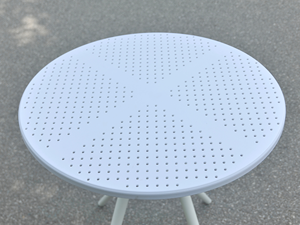 White <b>Round</b> Outdoor <b>Table</b> Plastic Eco-Friendly Modern Design Durable Frame <b>Garden</b> Cafe Use 1 Year Warranty - Product Image 2