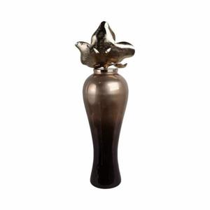 Jarrón moderno plateado para mesa, hecho a mano con borde acampanado y base de pedestal, jarrones decorativos para plantas, flores, decoración del hogar. - Product Image 3