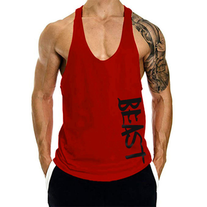 Camiseta sin mangas con cuello en V para hombre, color granate, con estampado de bestias, transpirable, de punto, informal - Product Image 2