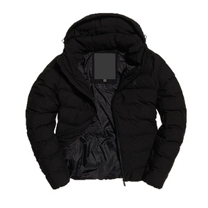 OEM Custom <b>Men's</b> Plus Size <b>Winter</b> Quilted <b>Jacket</b> Vintage <b>Waterproof</b> Windbreaker Zipper Hoodie Embroidered Casual Snow Wear - Product Image 1
