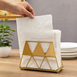 Gold-Coated Triangular Texture Napkin Stand Indian Handcrafted New Style <b>Wedding</b> Decorative <b>Tissues</b> Holder Home Kitchen Metal - Product Image 2
