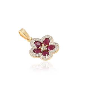 Colgante de Flor de Cerezo con Rubí y Detalles de Diamantes en Oro de 18K - Product Image 2