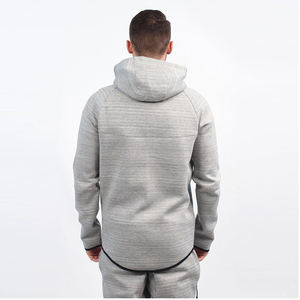 Ensemble de survêtement gris à capuche pour homme, sweat-shirt à fermeture éclair à manches longues avec poches latérales, tenue décontractée d'automne, couleur unie, coupe classique - Product Image 2
