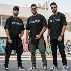 เสื้อยืดประดับเพชรทั่วตัว พิมพ์ลายโลโก้ตามสั่ง ขายส่ง เสื้อผ้าสตรีทแวร์คุณภาพสูง ระบายอากาศได้ดี ทรงบ็อกซี่ - Product Image 2