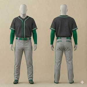 Conjunto de Uniforme de Béisbol Personalizado, Jersey y Pantalones para Hombre, Verde Gris, Cierre de Botones, Poliéster Transpirable, Ropa de Equipo para Todas las Temporadas - Product Image 1