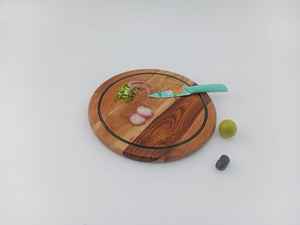 Grande planche à découper ronde en bois d'acacia durable, multifonctionnelle, pour la découpe et le service en cuisine - Product Image 4