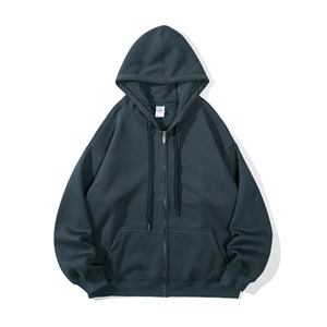 เสื้อฮู้ดโอเวอร์ไซส์ สีดำล้วน ผ้าฝ้ายเฟรนช์เทอร์รี่ เสื้อลำลองผู้ชาย ใส่ได้ในฤดูใบไม้ร่วง ทรงปกติ แขนยาว - Product Image 5
