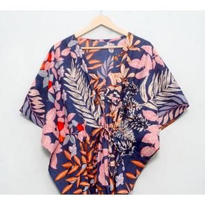 Vestido Túnica Largo Tejido para Mujer, Color Negro y Blanco, Estilo Dulce y Elegante, Ropa de Playa, Kaftán de Algodón Orgánico con Estampado Floral, para Verano - Product Image 6