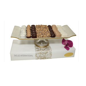 Anniversary Party Tray <b>Display</b> Holder Classic <b>Flower</b> Designing Gold Polished Metal and Glass Safe for Kitchen Use - Product Image 2