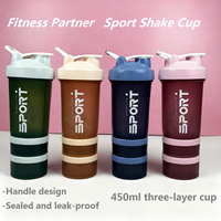 Gobelet de fitness réutilisable et écologique de 450 ml en PP, anti-fuite à trois couches, pour protéines