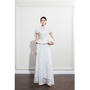 Ropa al por Mayor, Blusas y Camisas para Mujer, BLUSA EVELINA PEPLUM, Soporte ODM, BLUSA Elegante para Mujer con Jacquard SAND, WhiteAnt - Product Image 6