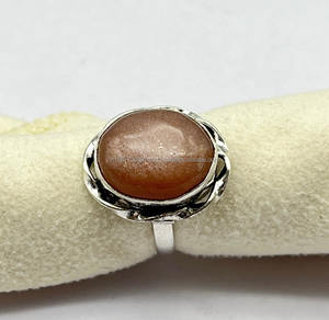 Bague en argent sterling 925 de style bohème fabriquée à la main pierre de pêche pierre précieuse pierre de lune bijoux cadeau pour elle - Product Image 5