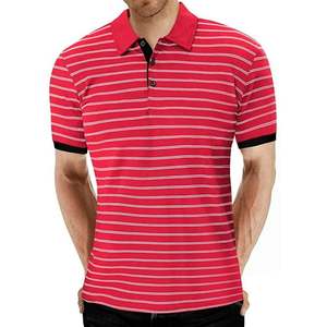 Camisas Polo a Rayas para Hombre, Diseño Casual y Ajustado, 50% Algodón/50% Poliéster, 220 GSM, con Logotipo Personalizado de Marca, Venta al Por Mayor OEM - Product Image 1