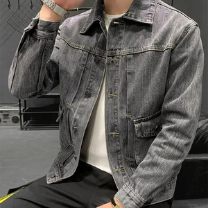Veste en jean denim OEM pour hommes Vêtements d'extérieur décontractés Veste d'automne Manteau boutonné en jean Veste en jean oversize pour hommes - Product Image 2