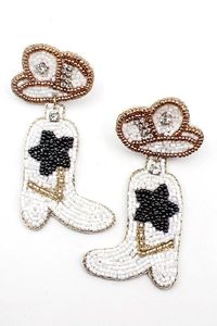 Pendientes Colgantes de Bota Vaquera con Cuentas Rosas para Mujer, Estilo de Dibujos Animados, Chapados en Oro, Joyería de Resina Acrílica y Cuentas de Vidrio, Ideales para Fiestas - Product Image 5