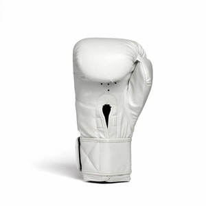 <b>White</b> Leather <b>Boxing</b> Training <b>Gloves</b> Full Finger Velcro Closure for Adults - Product Image 3