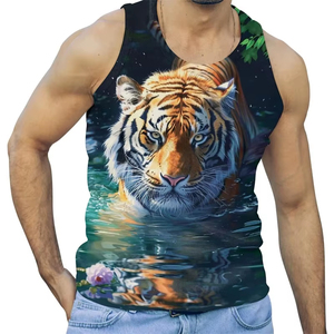 Men Tank Top New Quality 3D Printed Sea Snow Tiger Tank Tops <b>For</b> Man Cool <b>Animal</b> <b>Pattern</b> Tees Summer Casual Vest Oversized - Product Image 3