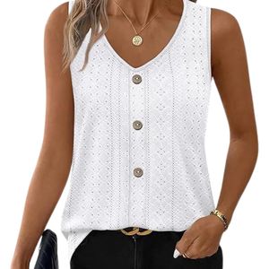 Womens Tank <b>Tops</b> Loose Casual Summer <b>Tops</b> Eyelet V Neck Basic Sleeveless Shirts Trendy 2026 - Product Image 3