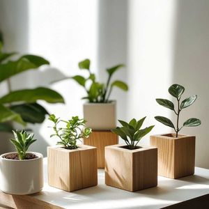Paquete de Soportes Cuadrados de Madera para Plantas, Modernos, Hechos a Mano, Ecológicos, de Primera Calidad, para Uso en Interiores, Ramadán, Bodas, Cumpleaños - Product Image 1