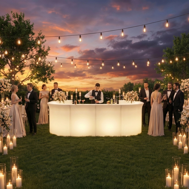 Modern Modular LED Bar Counter with Sink Illuminated Cocktail Bar for Wedding Event Nightclub Rental