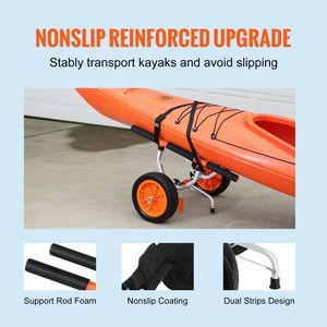 Carrito para Kayak Resistente de 12 Pies, Capacidad de Carga de 450 lb, Ancho Ajustable, Carretilla Desmontable para Canoa, Neumáticos Sólidos, Remolque para Embarcaciones - Product Image 4