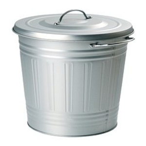 Poubelle en fer galvanisé neuve avec poignée et couvercle pour la maison, les hôtels, le jardin, poubelle de nettoyage, forme ronde - Product Image 1