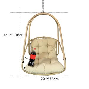 Sedia a dondolo a uovo con supporto a C per interni/esterni, in vimini e rattan, con cuscino incluso - Product Image 6
