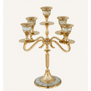 Candelabro de Metal Dorado de 5 Brazos con Incrustaciones de Madreperla, Portavelas para Decoración de Mesa de Boda, Venta al Por Mayor - Product Image 3
