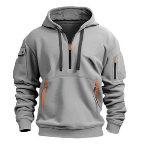 Sweat-shirt demi-zip personnalisé, sweat-shirt épais avec finition délavée à l'acide pour les collections d'étiquettes streetwear - Product Image 5
