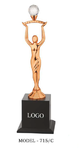 Premium Office Metal Statue Graceful Lady Dial Shape Professional Workspace Desk Decor In Golden Silver Copper Bronze Finishes. - Product Image 6