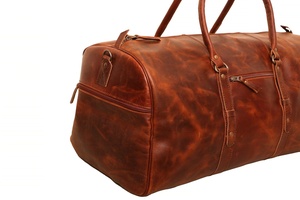 Bolsa de viaje de cuero de grano completo para hombre con compartimento para zapatos, equipaje de mano personalizado para fin de semana, bolsa de mano para hombre, - Product Image 4