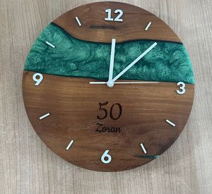 Round Wooden Time <b>Clock</b> Natural Timber Wall Decor Silent <b>Movement</b> <b>Clock</b> for Home Restaurant Cafe Hotel Decoration - Product Image 4