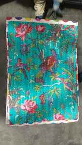 Indian Handmade Kantha Quilt Reversible Blanket Cotton Quilt indian handmade <b>patchwork</b> bed cover wholesaler of kantha quilts - Product Image 6