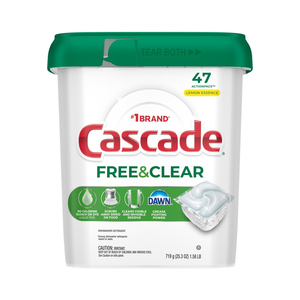 Capsules lave-vaisselle Cascade Free & Clear non parfumées, 47 unités, détergent à vaisselle premium, formule puissante pour éliminer la graisse - Product Image 2