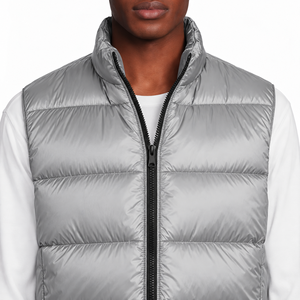 <b>Men's</b> Silver Lightweight Down Puffer <b>Vest</b> Stand Collar Zipper Winter Warm Waistcoat - Product Image 3