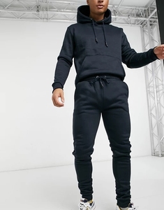 Chándal Azul Marino con Capucha para Hombre, Estilo Casual, Color Sólido, con Bolsillos Laterales, Cintura Elástica, Corte Regular, Estilo Otoñal - Product Image 2