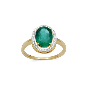 14K Solid Yellow Gold Oval <b>Green</b> Emerald Diamond Halo Engagement <b>Ring</b> Fine Jewelry Wholesale Custom Genuine Gemstone <b>Rings</b> Women - Product Image 1