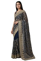 Saris de mariée en Georgette, broderie lourde au fil Zari, ornements en pierres, réversibles, décontractés, toutes saisons, pour fêtes indiennes et pakistanaises