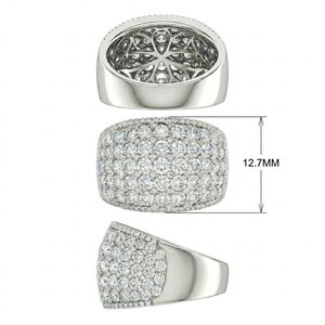 Anillo Clásico de Oro Blanco de 18k con Diamantes Naturales de Corte Brillante Redondo y Engaste Pavé para Mujer - Joyería para Fiestas y Regalos - Product Image 6